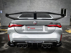 BMW M4 / M4C G82 2021 2022 2023 2024 & 4 series 430i M440i G22 G23 2021 2022 2023 2024 with Aftermarket Parts - Extreme Style Rear GT Wing Pre-preg Carbon Fiber from TAKD Carbon