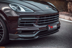 Porsche Cayenne / GTS (does not fit sport design package) 9Y0 9Y3 2018 2019 2020 2021 2022 2023 with Aftermarket Parts - Front Lip Pre-preg Carbon Fiber from TAKD Carbon