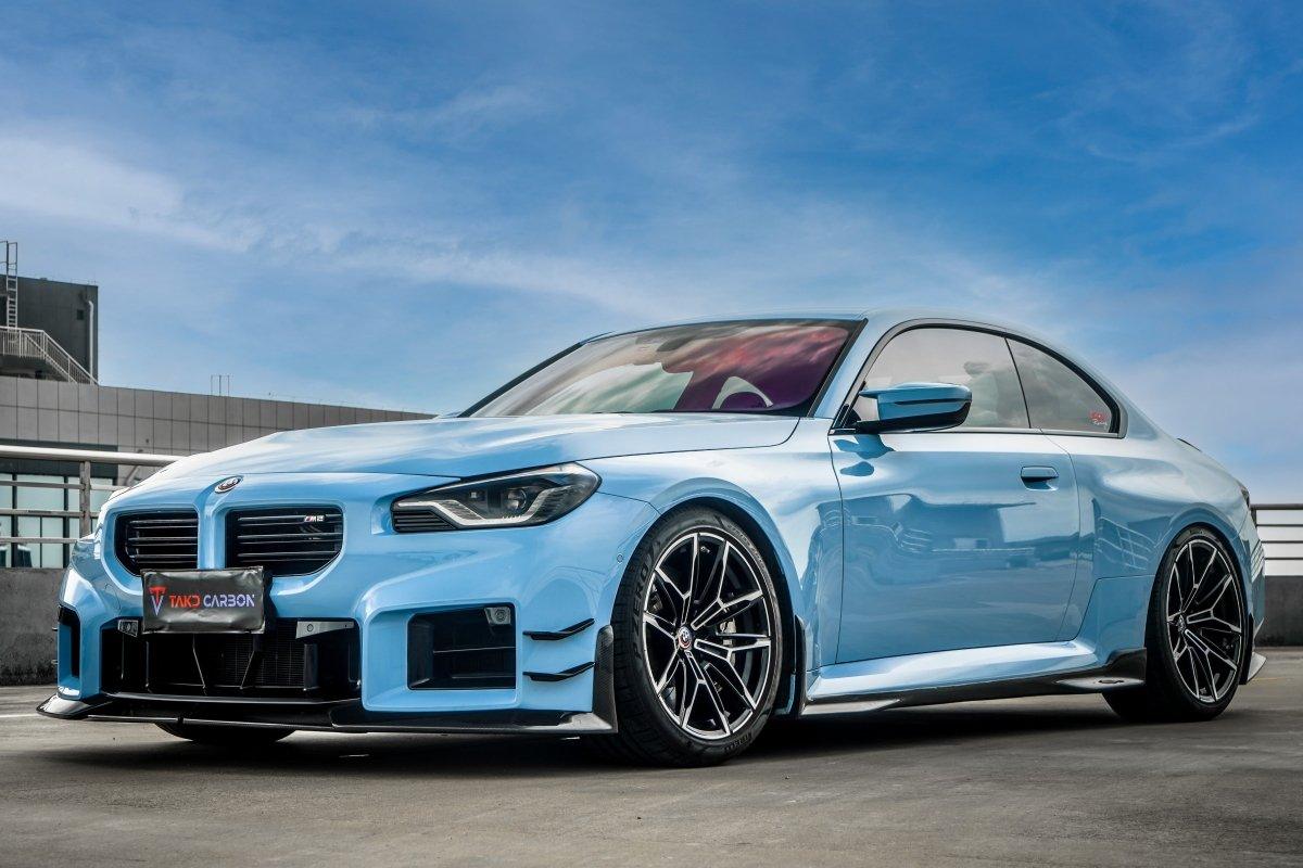 BMW M2 / M2C G87 2023 2024 with Aftermarket Parts - Front Lip Pre-preg Carbon Fiber from TAKD Carbon