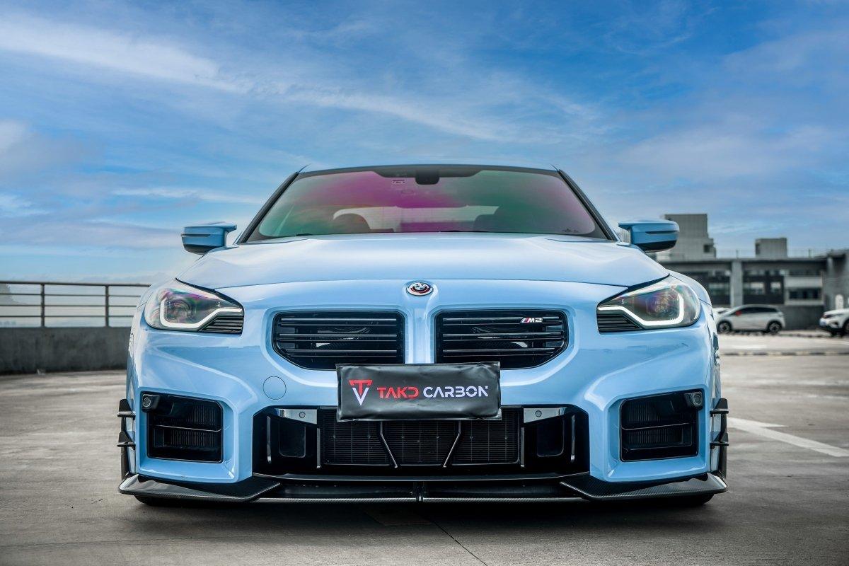 BMW M2 / M2C G87 2023 2024 with Aftermarket Parts - Front Lip Pre-preg Carbon Fiber from TAKD Carbon