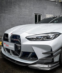 BMW M3 / M3C G80/G81 2021 2022 2023 2024 & M4 / M4C G82/G83 2021 2022 2023 2024 with Aftermarket Parts - Front Lip Pre-preg Carbon Fiber from TAKD Carbon