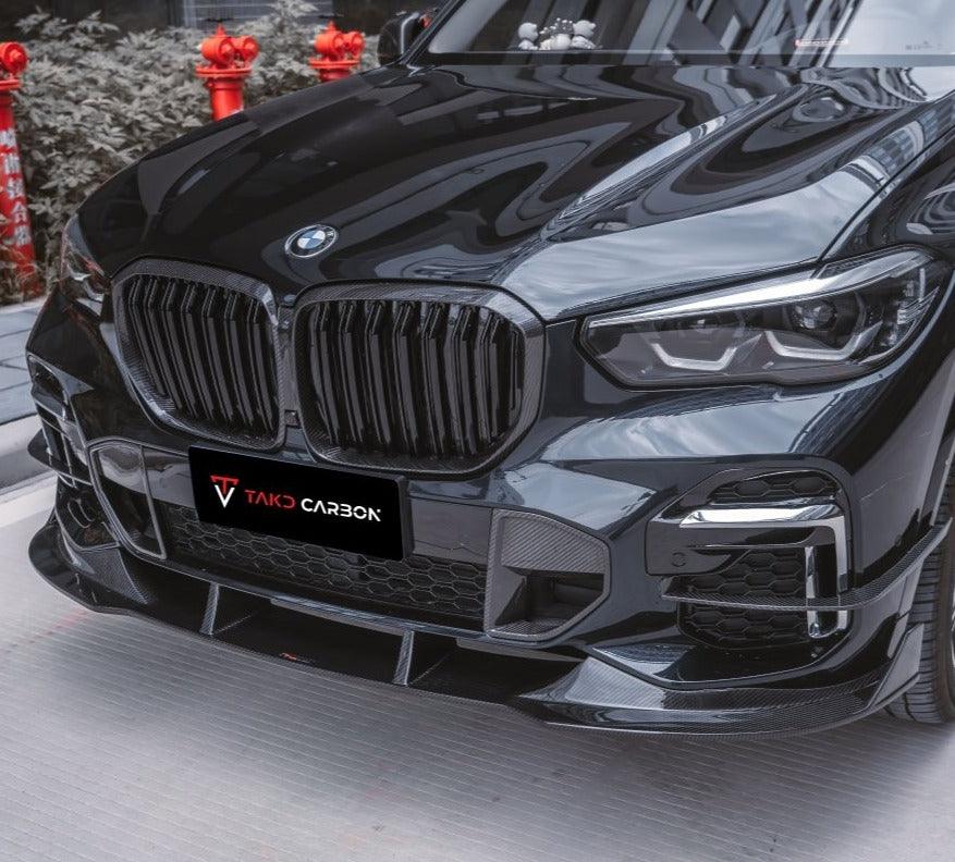 BMW X5 G05 M50i & X/S Drive 40i (with M-Package) Pre-LCI 2019 2020 2021 with Aftermarket Parts - Front Lip Pre-preg Carbon Fiber from TAKD Carbon
