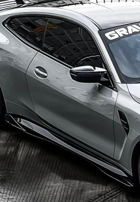 BMW M3/M3C G80/G81 2021-ON & M4/M4C G82/G83 2021 2022 2023 2024 with Aftermarket Parts - V1 Style Side Skirts Pre-preg Carbon Fiber from TAKD Carbon