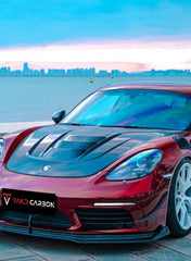 Porsche 718 Boxster / Cayman (all models, including GTS / GT4 / GT4RS / Spyder) & 911 991.1 991.2 (all models, including Carrera S / 4S / T / GTS / 4 GTS / Targa / GT3 / GT3 RS / R / Turbo / Turbo S / GT2 RS with Aftermarket Parts - V1 Style Hood Bonnet Pre-preg Carbon Fiber from TAKD Carbon
