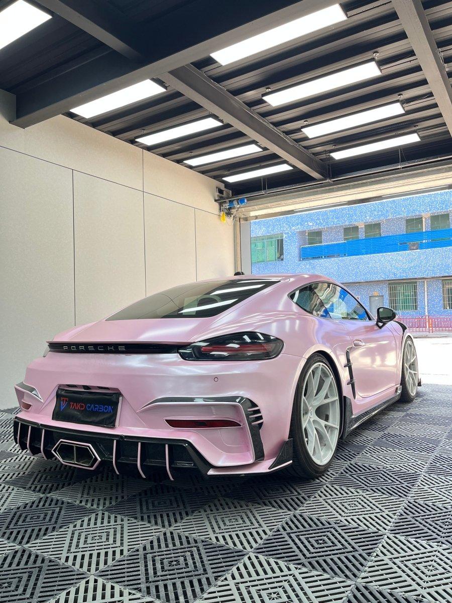 Porsche 718 Cayman / Boxster / GTS 2017-ON with Aftermarket Parts - Rear Bumper (Exhaust Tips Included) Pre-preg Carbon Fiber from TAKD Carbon