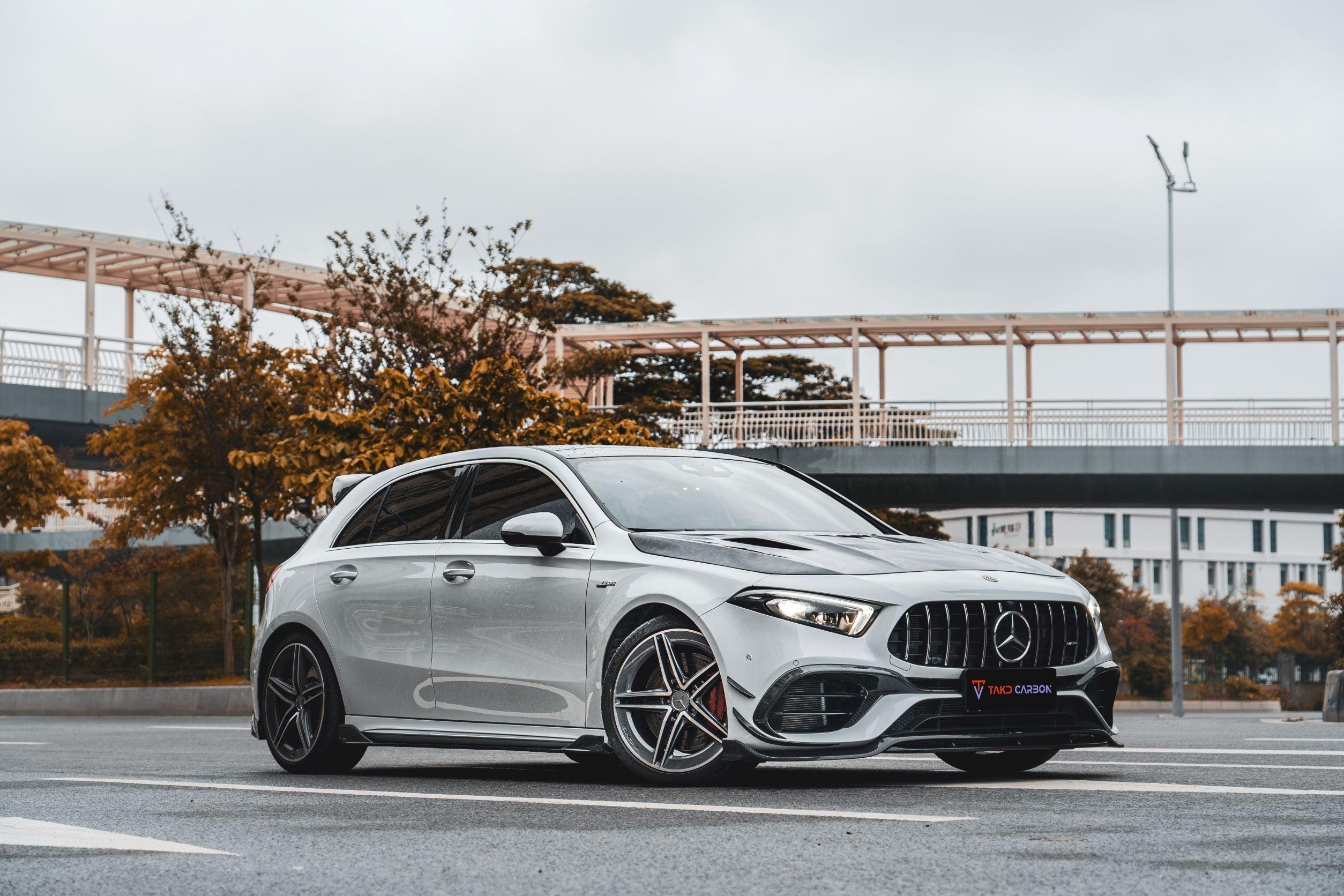 Mercedes Benz A-Class A45 W177 2019-ON with Aftermarket Parts - Front Lip Pre-preg Carbon Fiber from TAKD Carbon