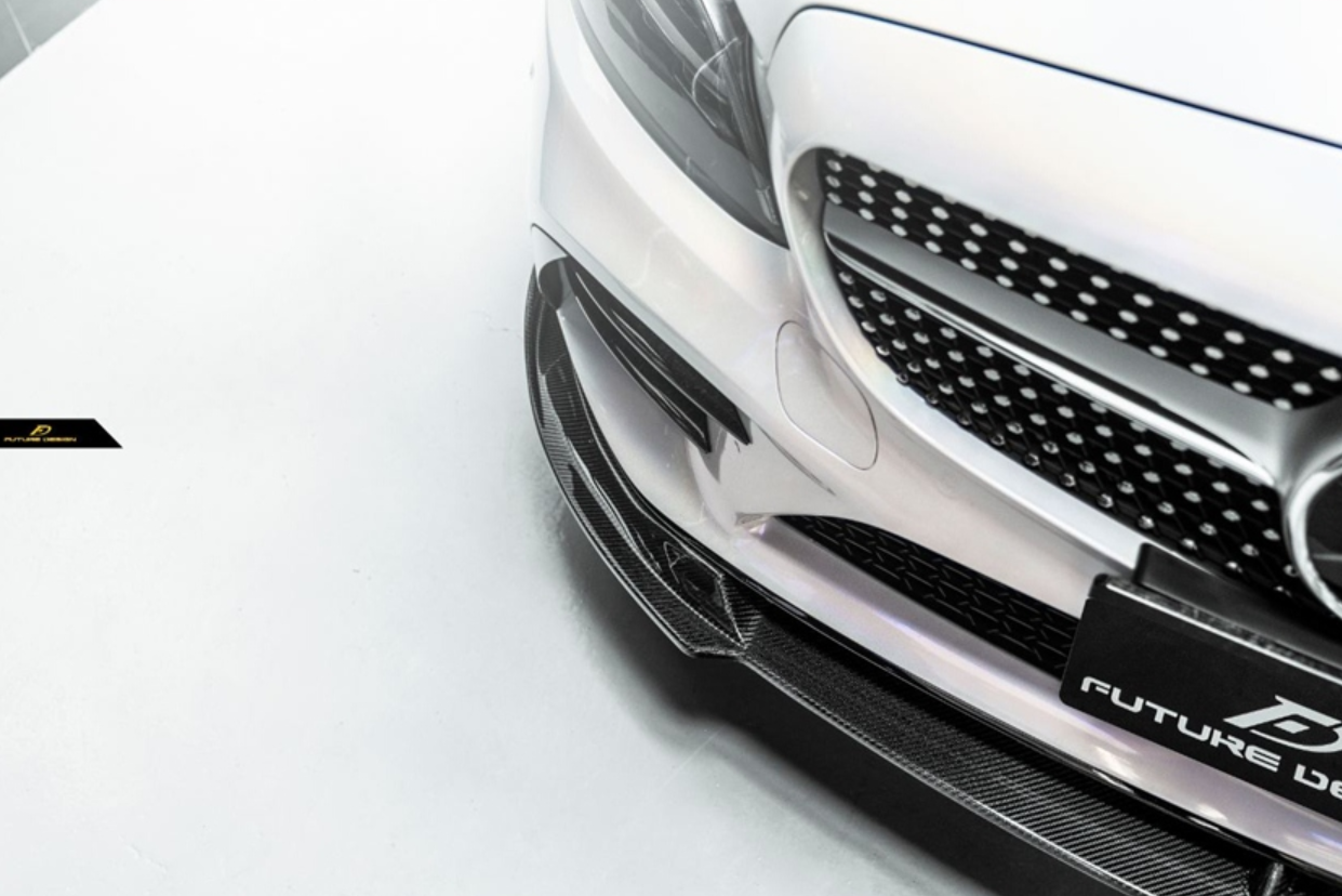 Future Design Carbon Carbon Fiber Front Lip FD GT for W205 C300 2019-ON 2 Door Coupe 4 Door Sedan