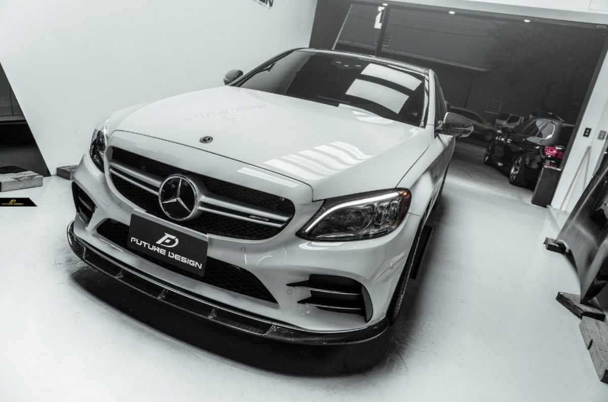 Future Design Carbon Carbon Fiber Front Lip FD Style for Mercedes Benz W205 C300 with Sport Package 2019-ON
