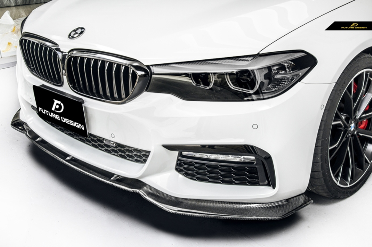 Future Design Carbon Carbon Fiber Front Lip FD Style For BMW 5 Series G30 530i 540i 2017-2020 Pre-facelift