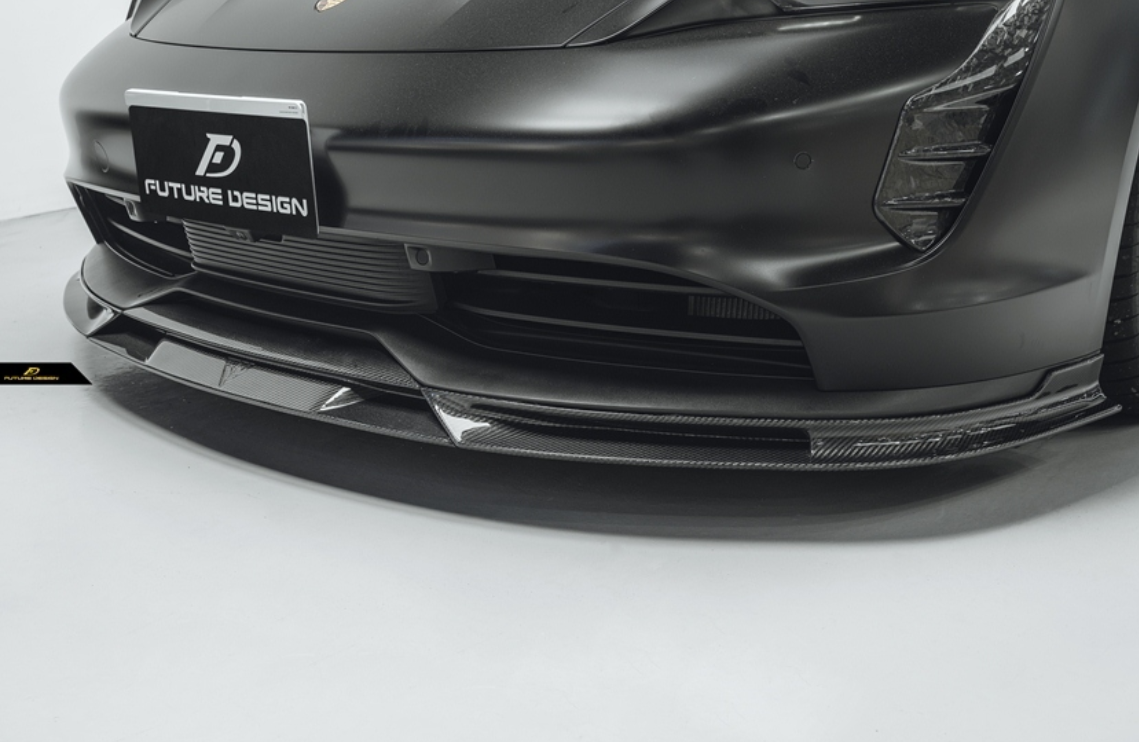 Future Design FD V2 Carbon Fiber FRONT LIP SPLITTER for Porsche Taycan Base 4S & GTS