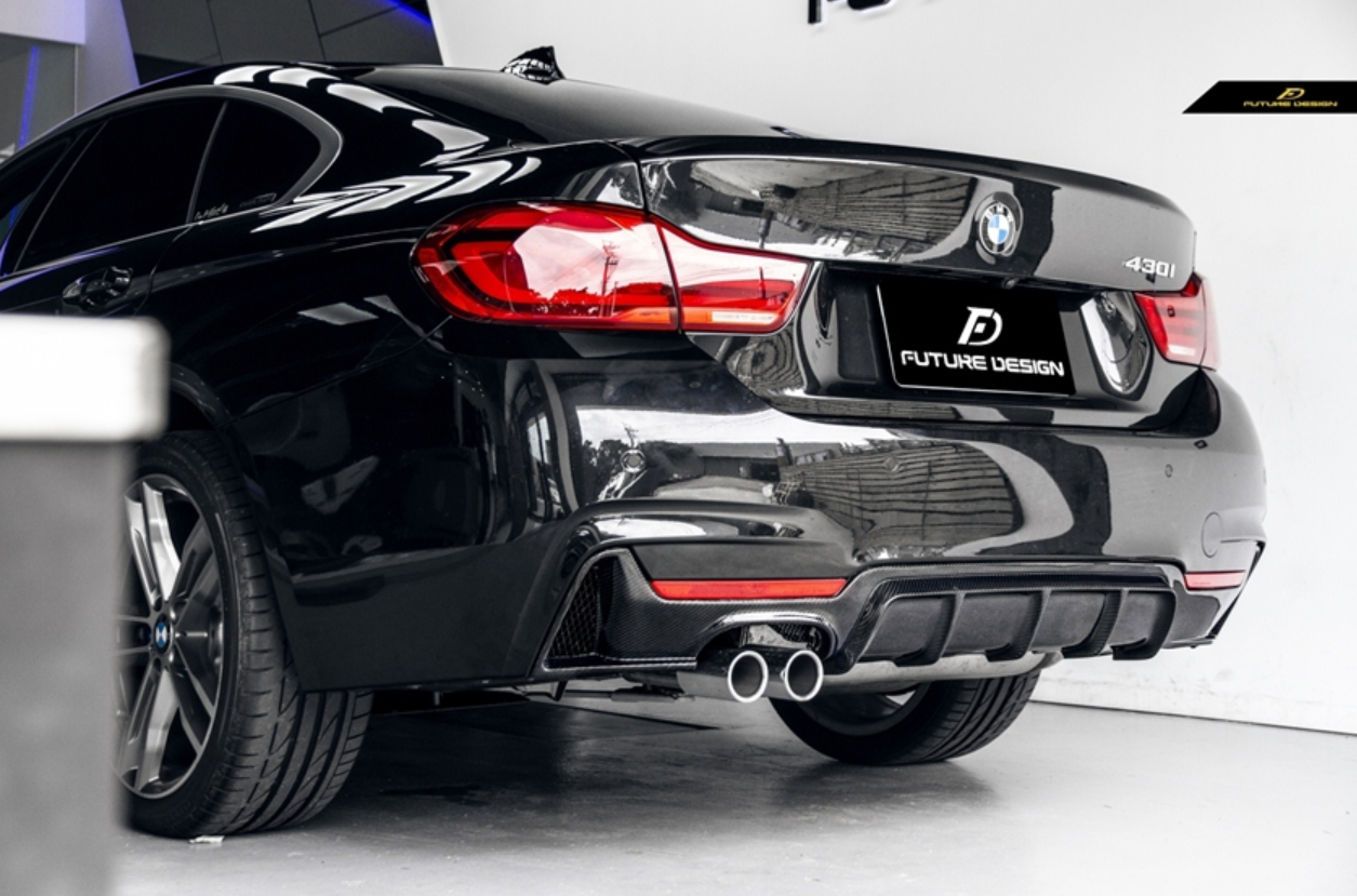 Future Design Carbon M Performance Single Side Dual Exit Carbon Fiber Rear Diffuser for BMW 4 Series F32 F33 F36