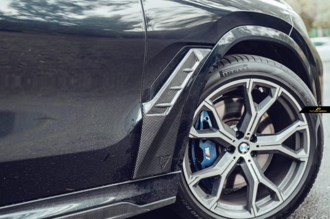 Future Design FD Carbon Fiber FRONT FENDER TRIM OVERLAY for BMW X6 G06 2020-ON