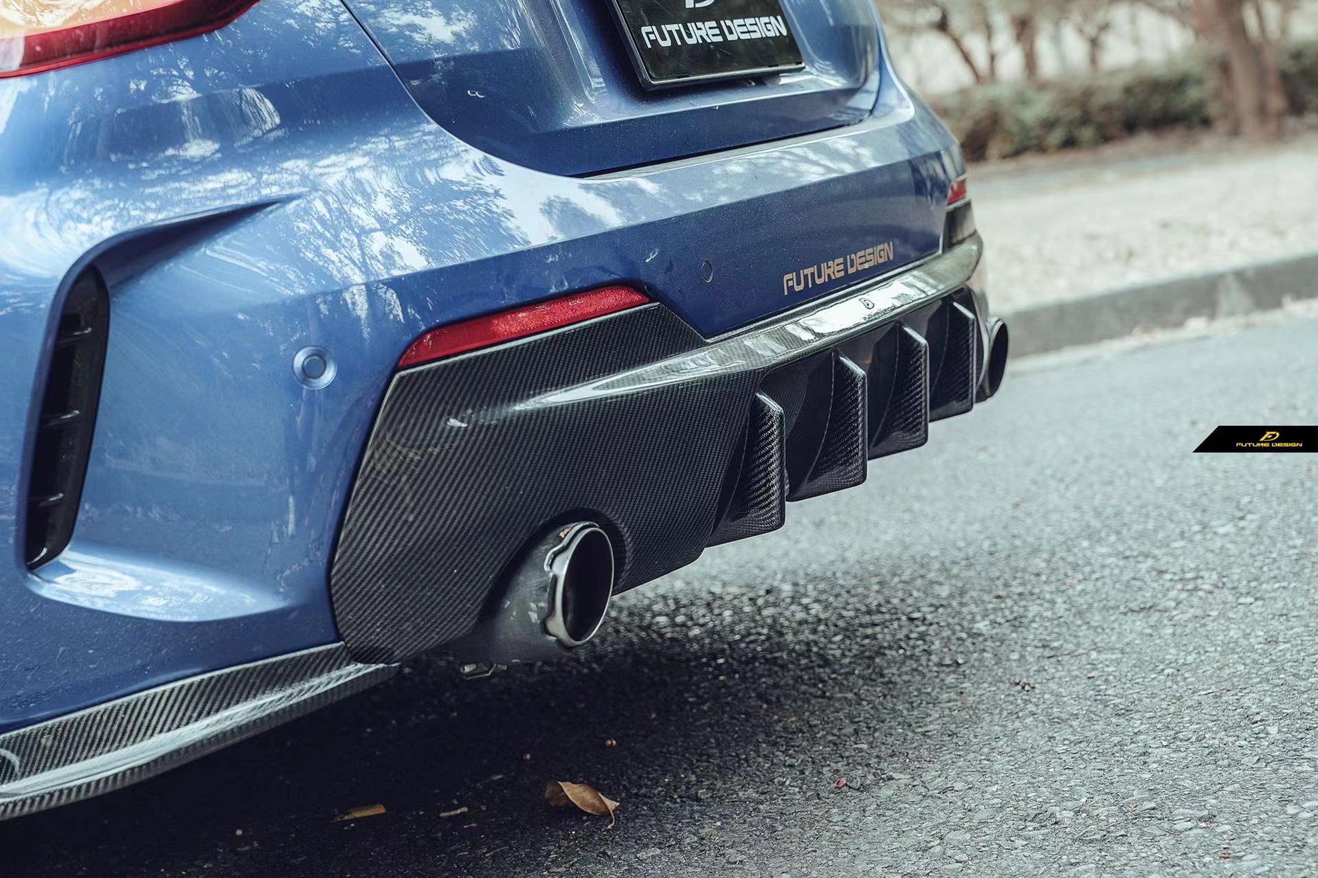 Future Design FD Carbon Fiber REAR DIFFUSER ( Dual tips ) & REAR CANARDS for BMW 4 Series G22 2021-ON 420 430