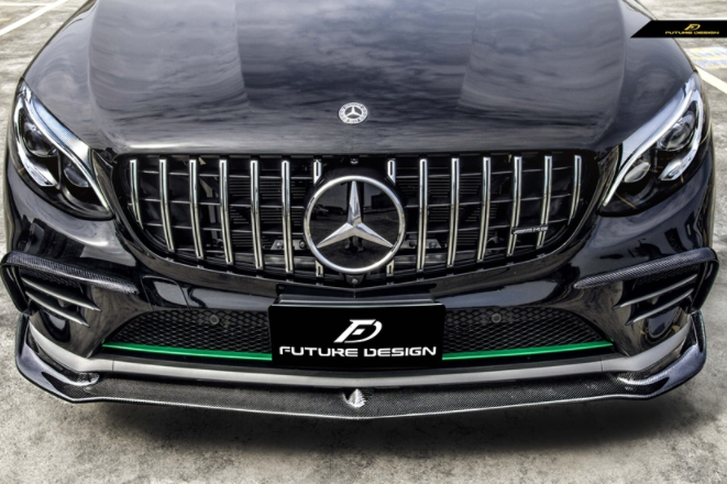 Future Design FD GT Carbon Fiber FRONT BUMPER CANARDS for Mercedes Benz GLC250 AMG / GLC300 AMG / GLC43 AMG W253 GLC & GLC Coupe 2016-2019 Pre-facelift