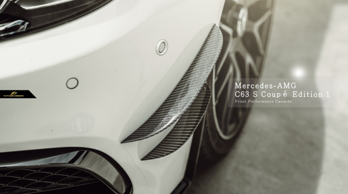 Future Design Carbon W205 C63 AMG Sedan / Coupe Carbon Fiber Front Canards