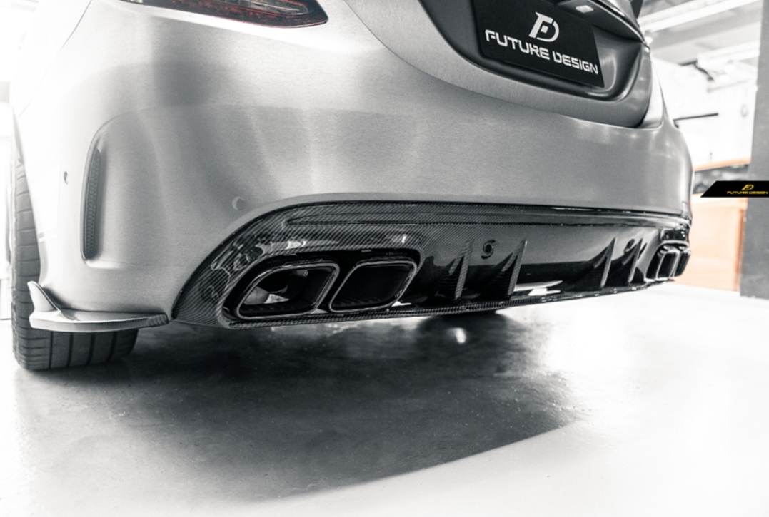 Future Design  ED1 Carbon Fiber Rear Diffuser For Mercedes Benz W205 C300 C450 C43 AMG 2015-2020 Sedan