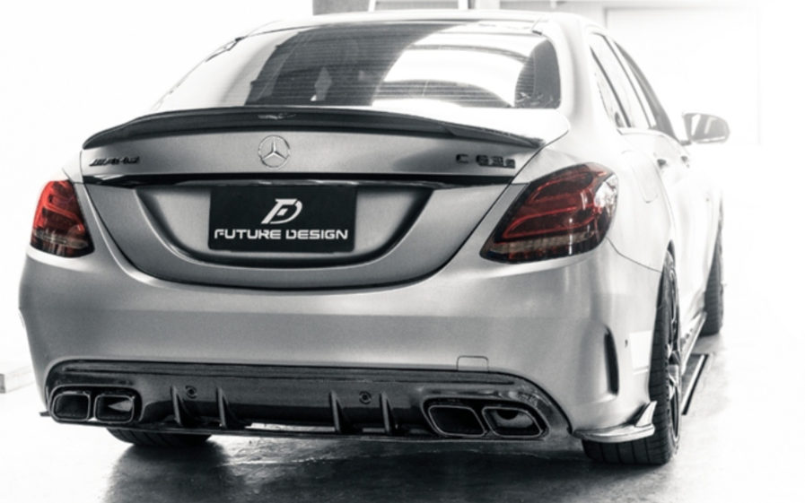 Future Design  ED1 Carbon Fiber Rear Diffuser For Mercedes Benz W205 C300 C450 C43 AMG 2015-2020 Sedan