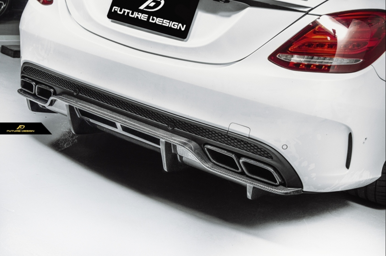 Future Design Carbon Fiber Rear Diffuser PSM Style for W205 C63 AMG Sedan 2015-2018