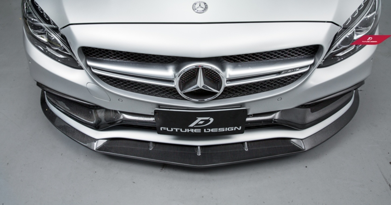 Future Design Carbon FD Carbon Fiber Front Lip for W205 C63 C63S AMG Sedan Coupe 2015-2021