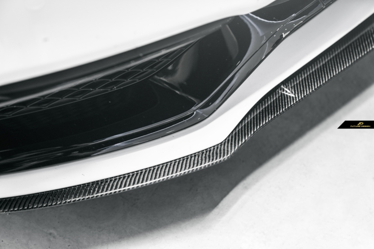 Future Design Carbon Carbon Fiber Front Lip (3 Pcs)  Ver.1 for W205 C63 C63S AMG Sedan Coupe 2015-2020