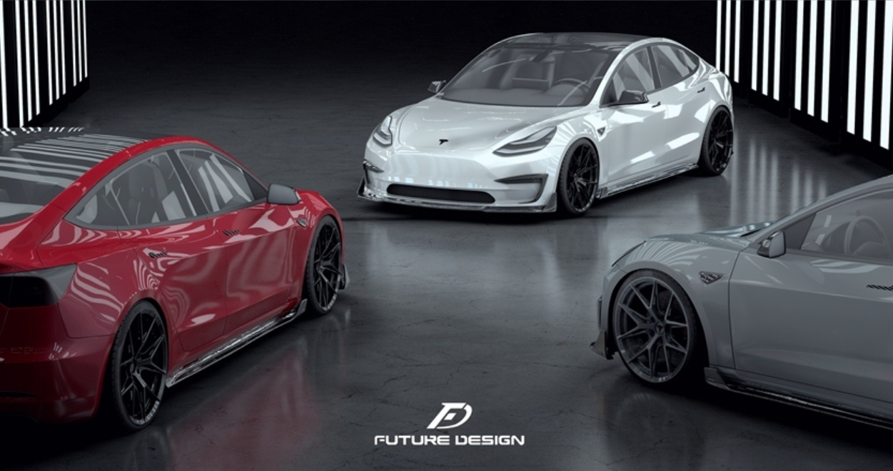 Future Design Carbon Fiber FRONT LIP SPLITTER for Tesla Model 3