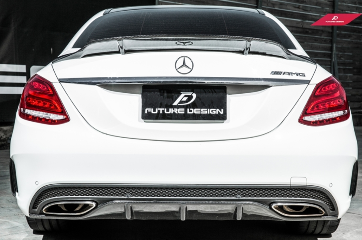 Future Design Carbon Carbon Fiber Rear Spoiler R Style for Mercedes Benz 2015-ON W205 C300 C43 C63 Sedan 4 Door Coupe 2 Door