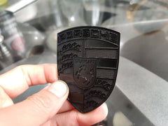 Porsche Crest Emblem Badge - Blacked Out Metal