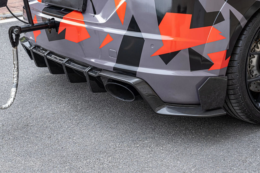 IPR Carbon Fiber Rear Diffuser & Rear Canards 3 Pcs for Audi TTRS 8S 2 ...