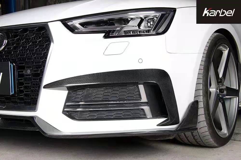 Karbel Carbon Dry Carbon Fiber Front Bumper Upper Valences for Audi S4 & A4 S Line 2017-2018 B9