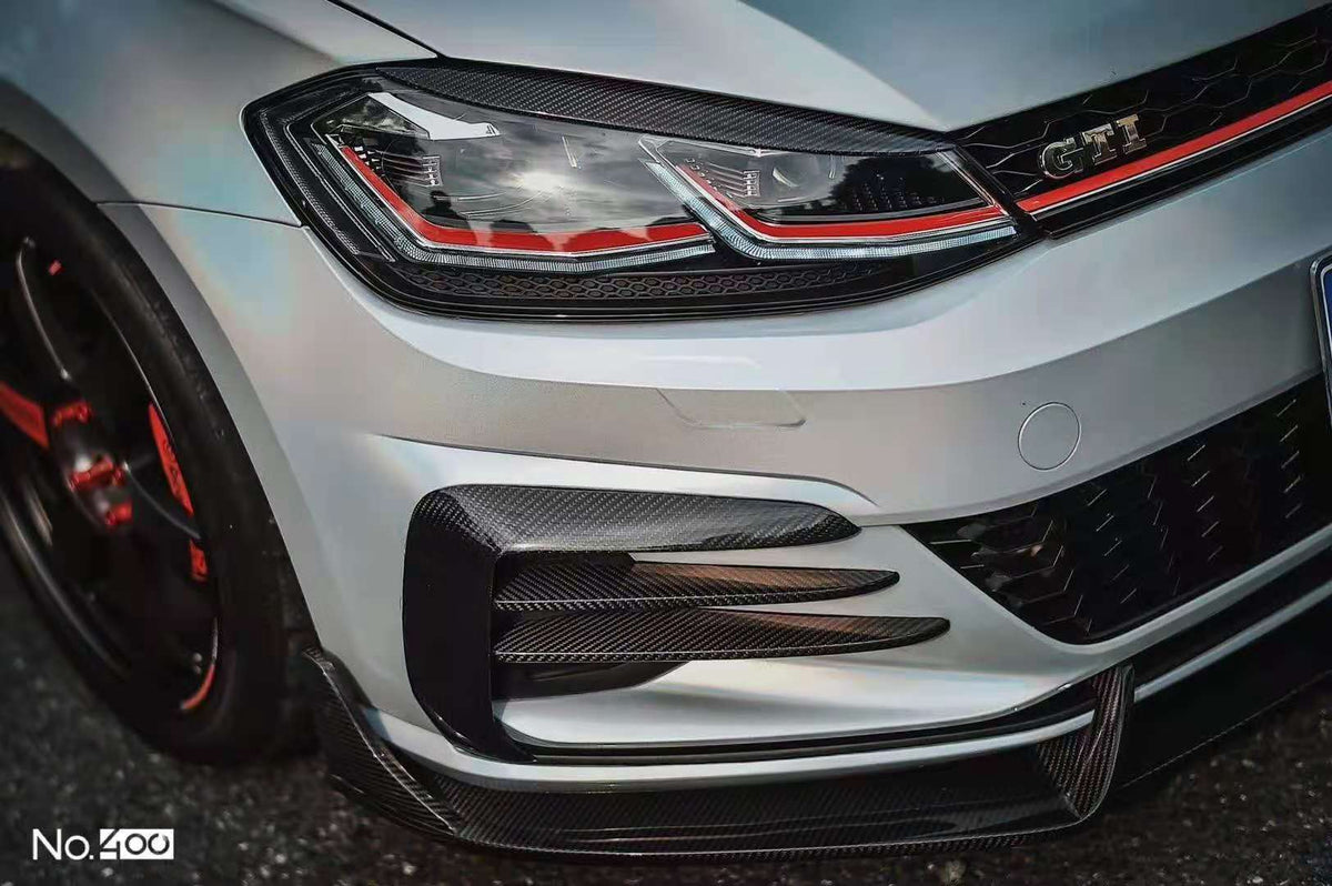 Karbel Carbon Dry Carbon Fiber Front Bumper Upper Valences for Volkswagen Golf GTI MK7.5