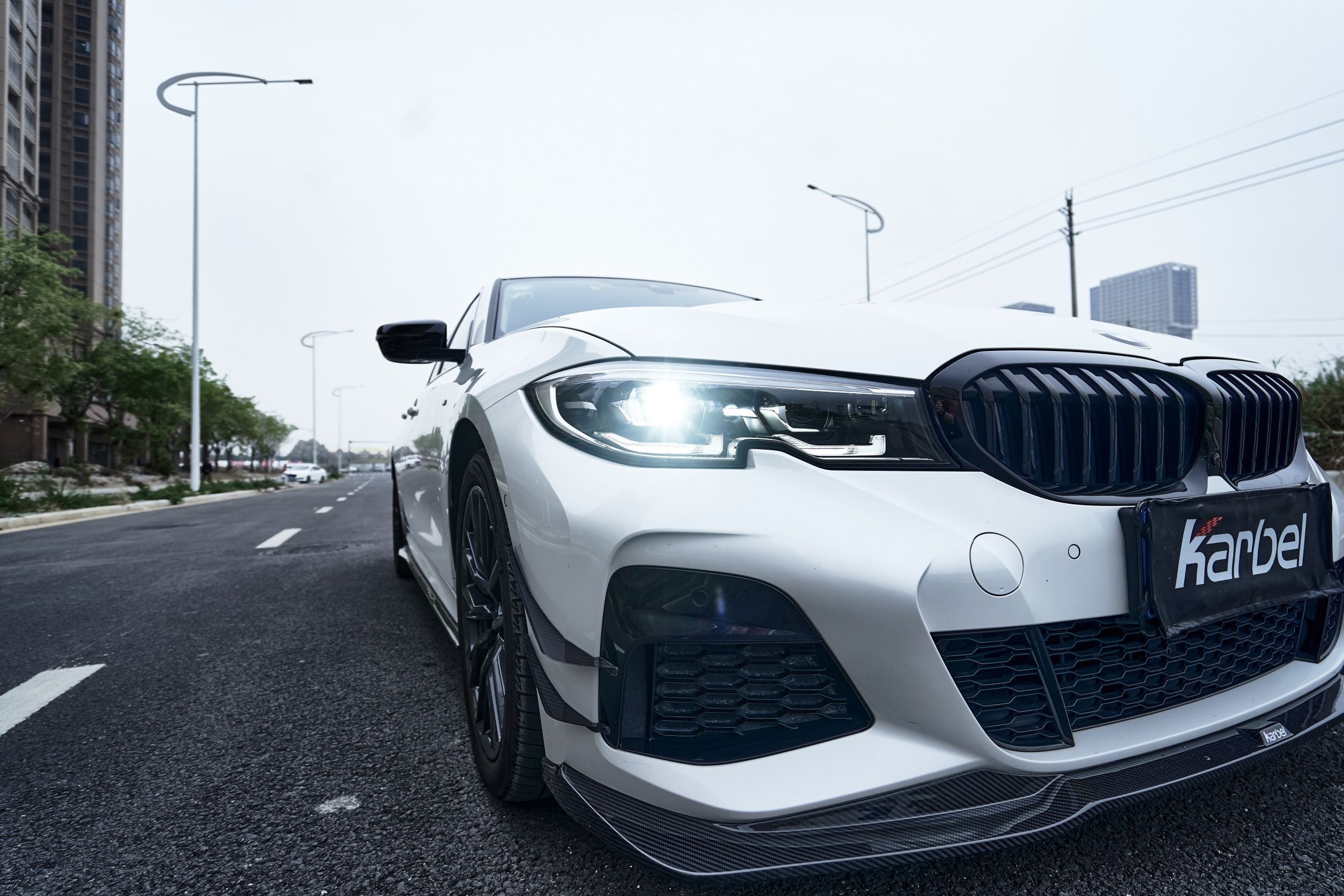 Karbel Carbon Dry Carbon Fiber Front Bumper Canards for BMW 3 Series G20 2019-2022