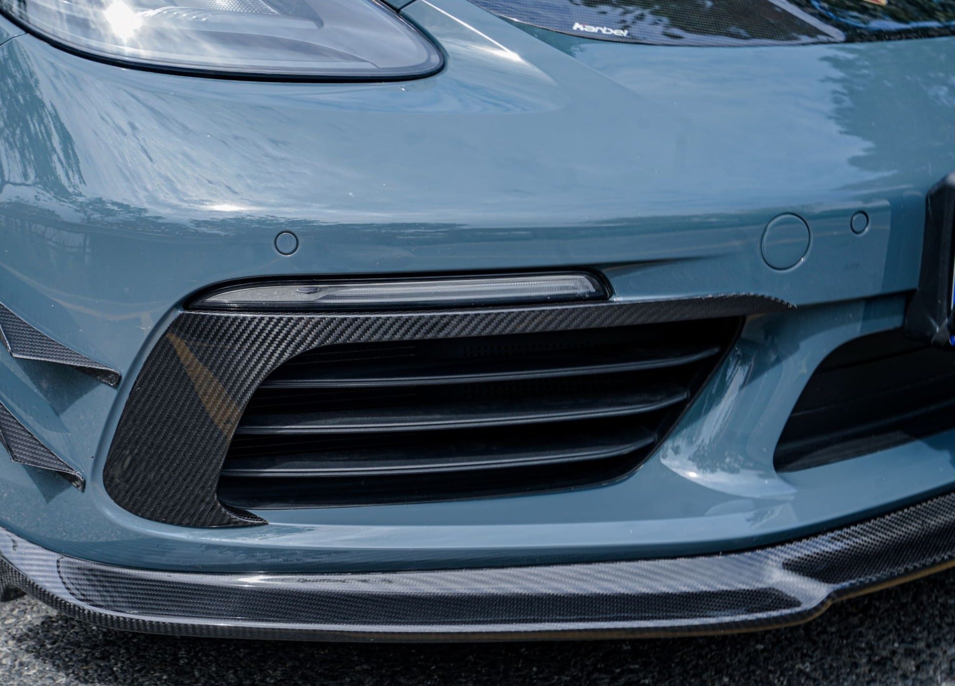 Karbel Carbon Dry Carbon Fiber Front Bumper Upper Valences for Porsche 718 Cayman & Boxster