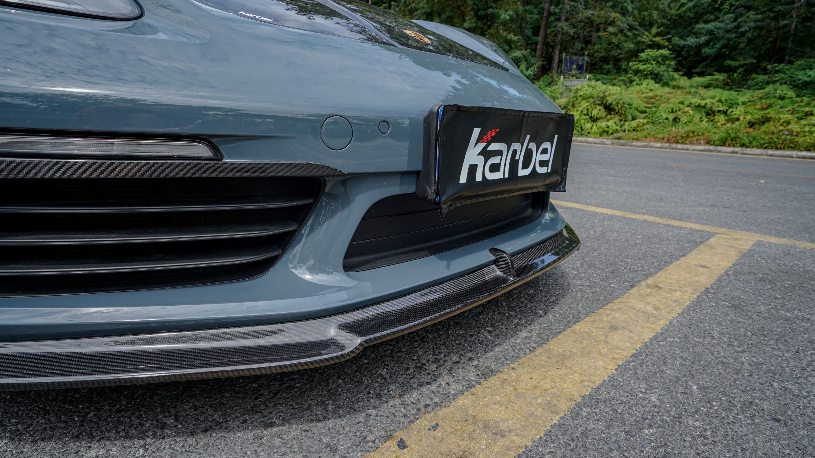 Karbel Carbon Dry Carbon Fiber Front Lip for Porsche 718 Cayman & Boxster