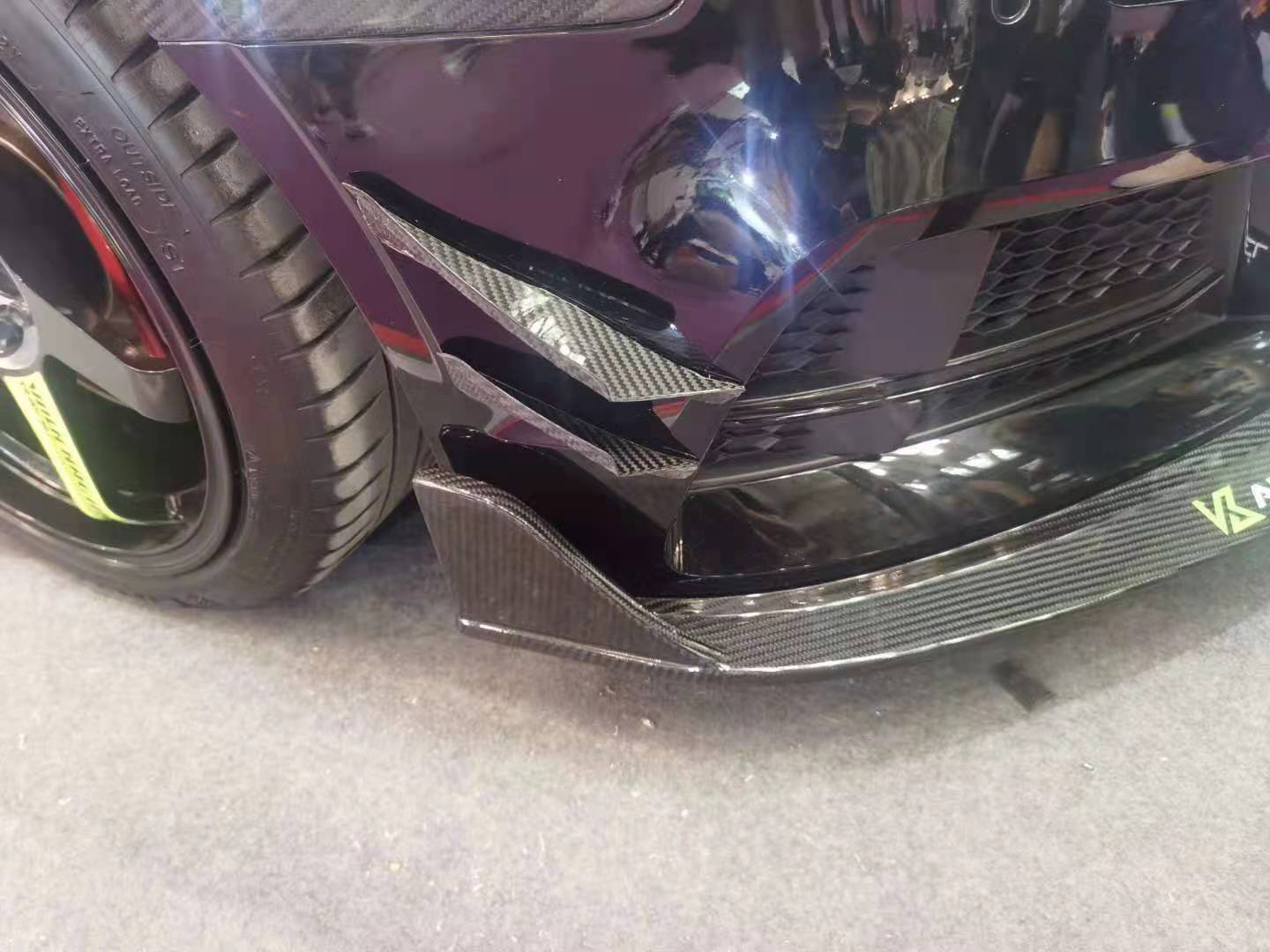 Karbel Carbon Dry Carbon Fiber Front Bumper Canards for Audi A3 S Line & S3 2017-2020 Sedan