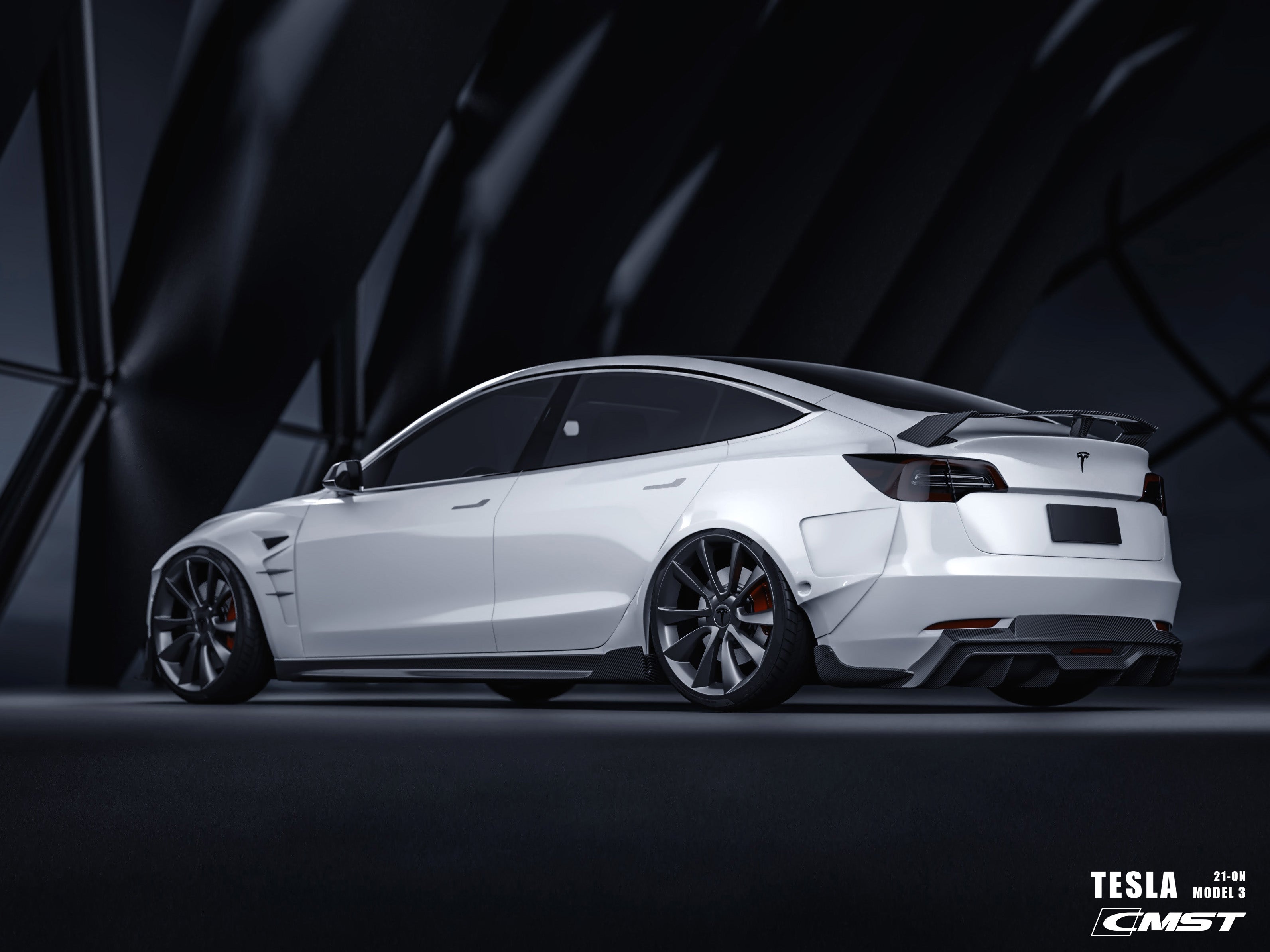 New Release!!! CMST Tesla Model 3 Carbon Fiber Rear Diffuser Ver.5