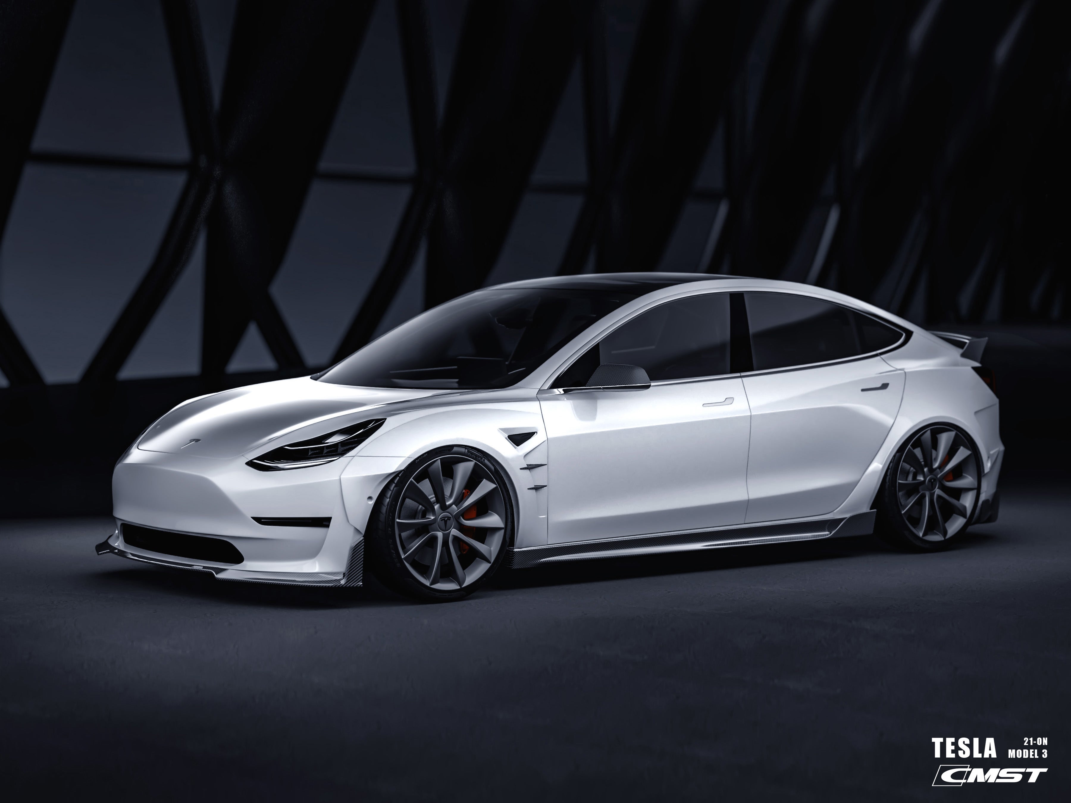 New Release!!! CMST Tesla Model 3 Carbon Fiber Front Lip Ver.5