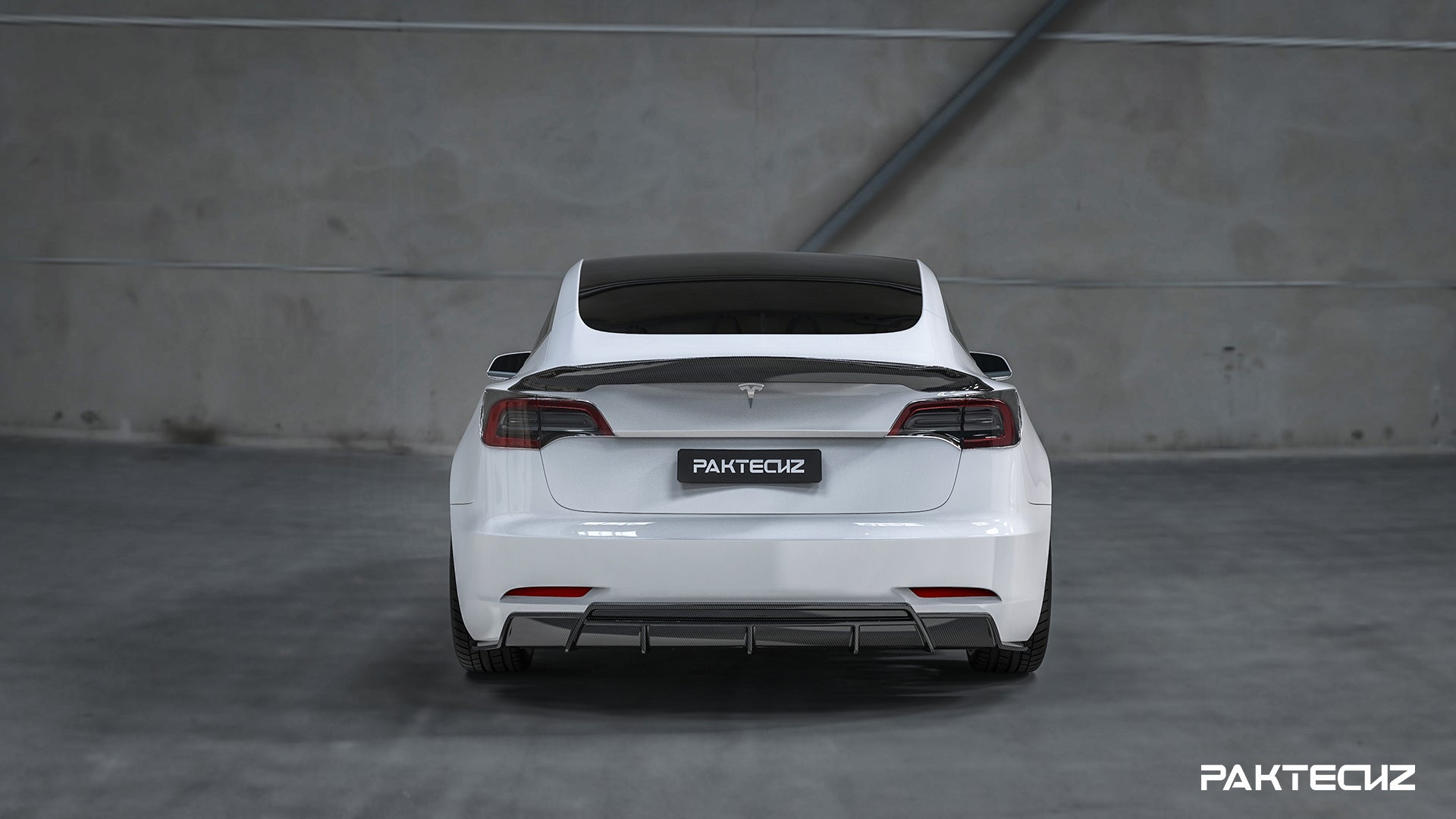 Paktechz Tesla Model 3 Dry Carbon Fiber Rear Spoiler