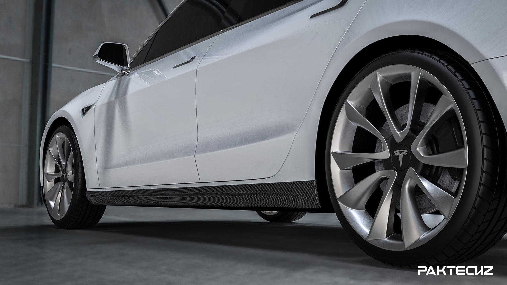 Paktechz Tesla Model 3 Dry Carbon Fiber Side Skirts