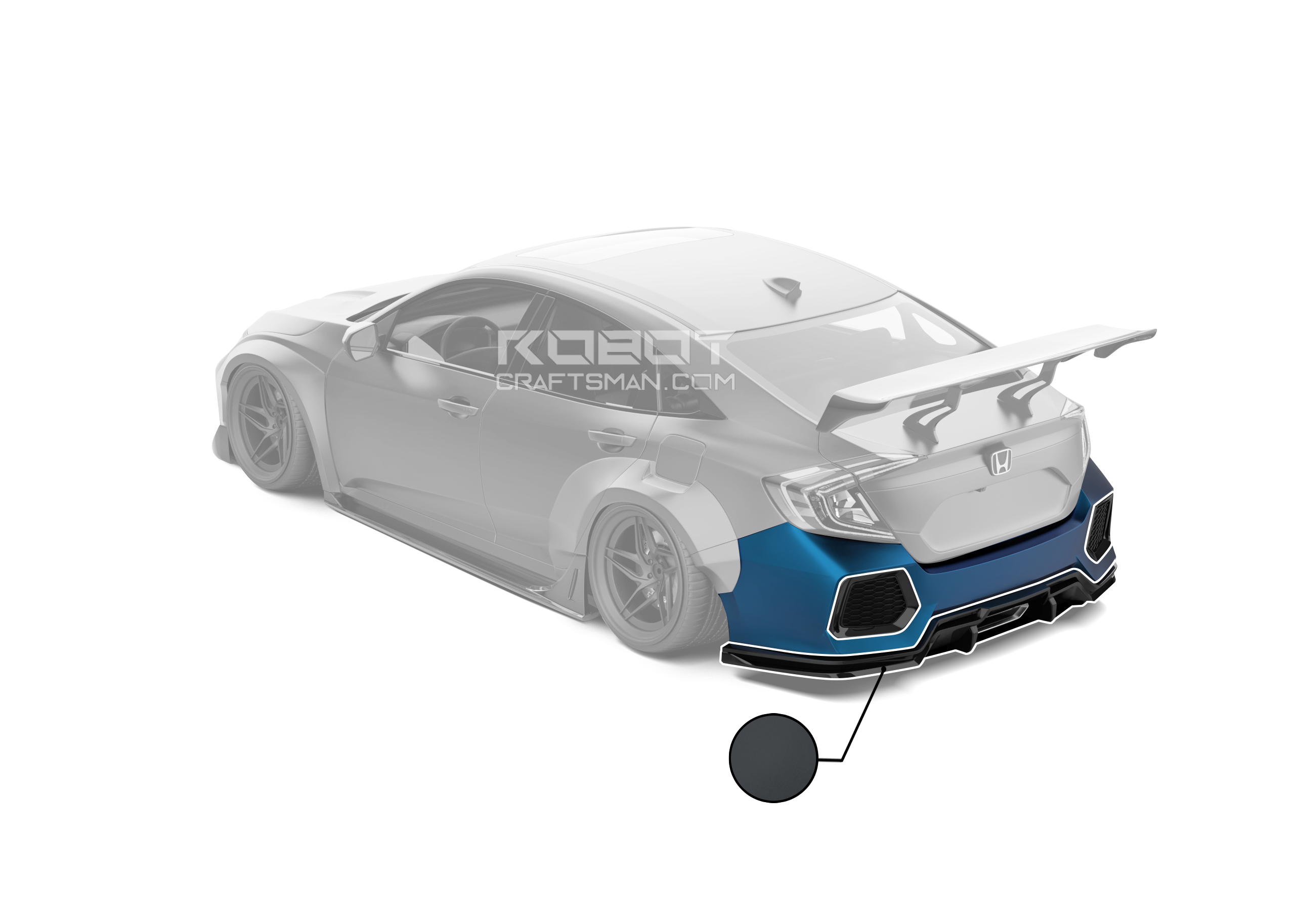 ROBOT CRAFTSMAN Carbon Fiber Rear Bumper & Rear Diffuser For Honda Civic 10th Gen