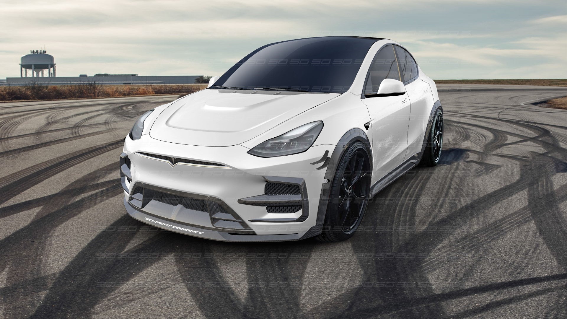 SD Carbon Front Bumper Canards For Tesla Model Y / Performance