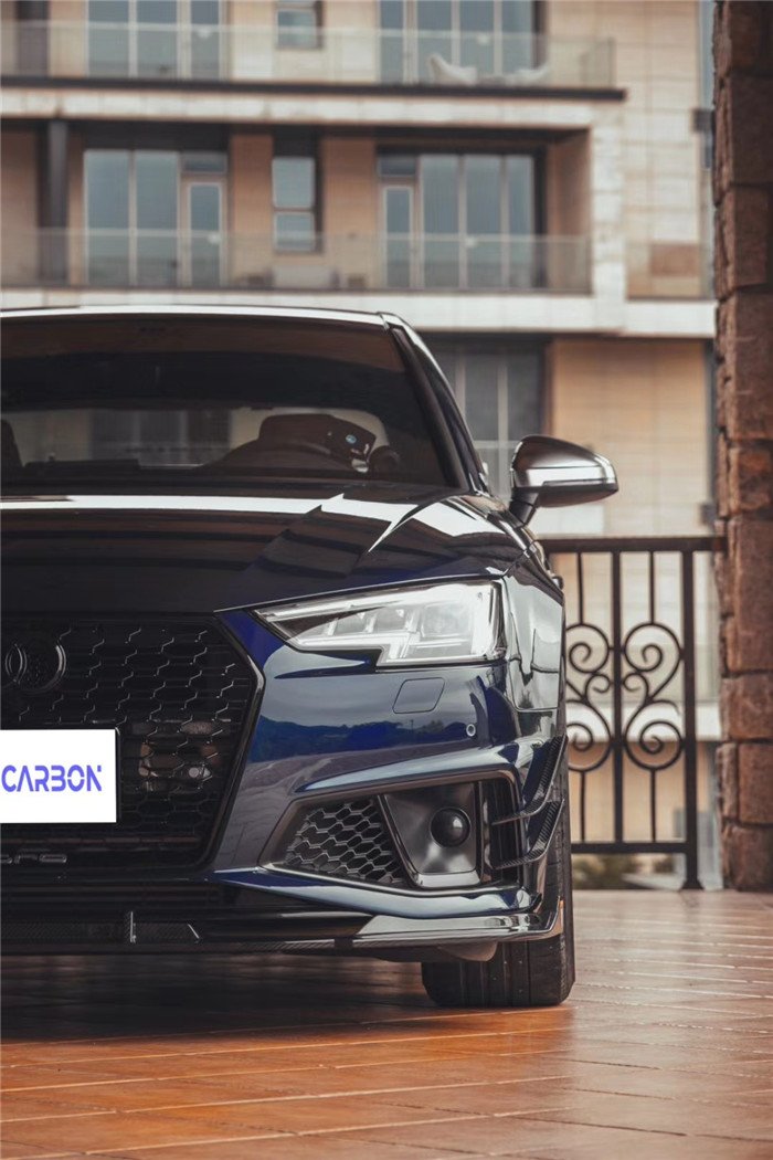 TAKD Carbon Carbon Fiber Front Bumper Canards for Audi A4 S-Line & S4 2017-2019 B9