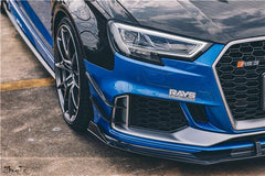 TAKD Carbon Dry Carbon Fiber Front Bumper Canards for Audi RS3 2018-2020