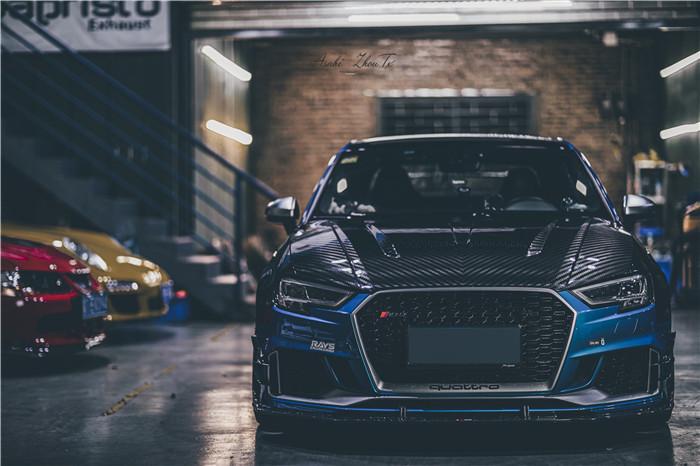TAKD Carbon Dry Carbon Fiber Front Lip for Audi RS3 2018-2020