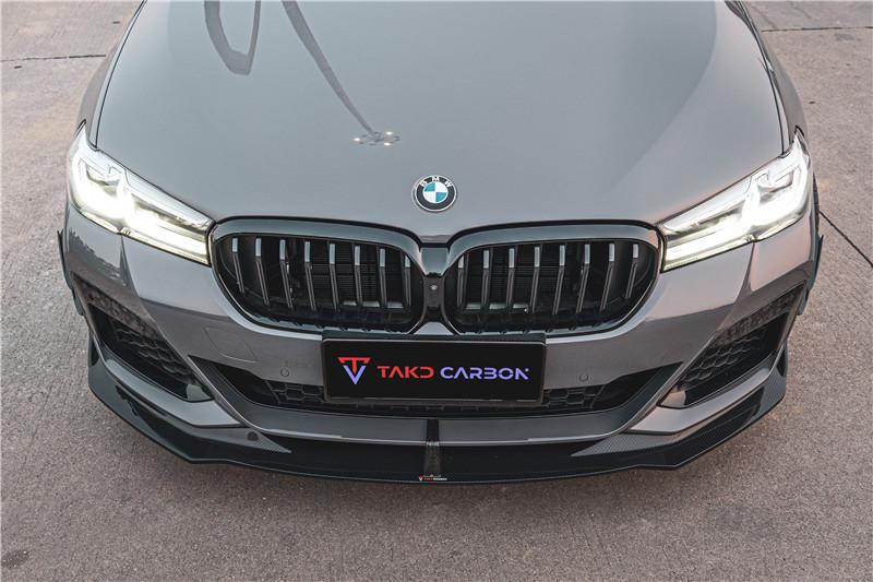 TAKD Carbon Dry Carbon Fiber Front Bumper Upper Valences for BMW 5 Series G30 2021 - ON Facelift