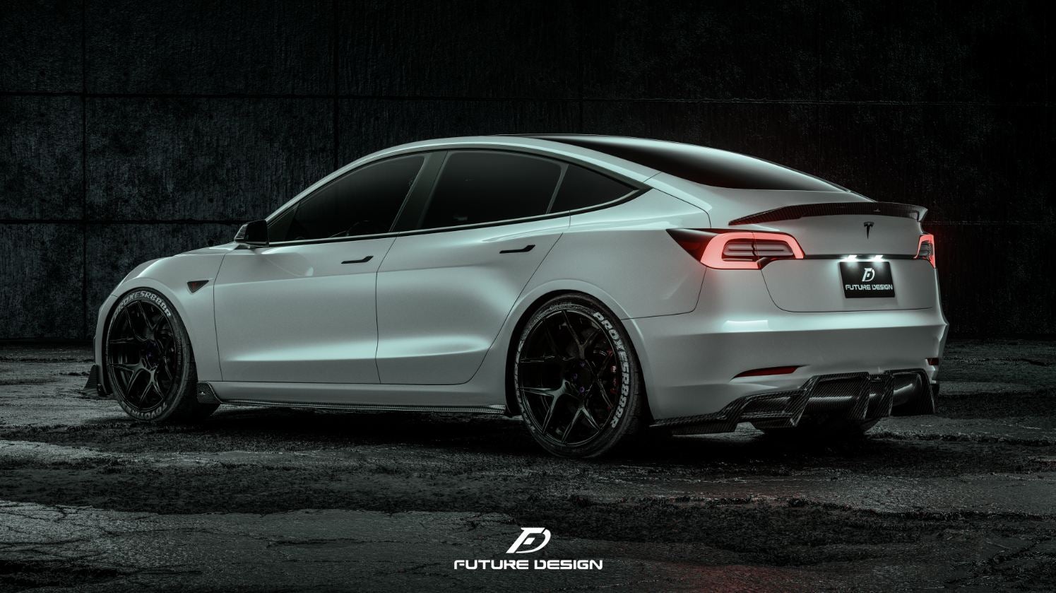 Future Design Carbon Fiber SIDE SKIRTS for Tesla Model 3