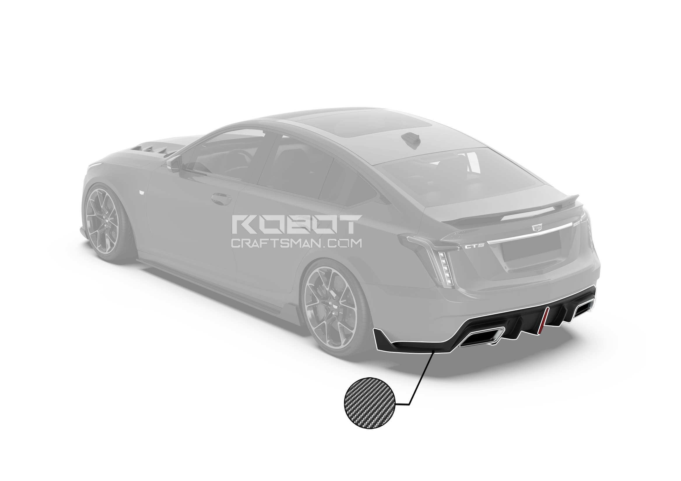 ROBOT CRAFTSMAN "PRISM" Rear Bumper & Diffuser Valance For Cadillac CT5 FRP or Carbon Fiber