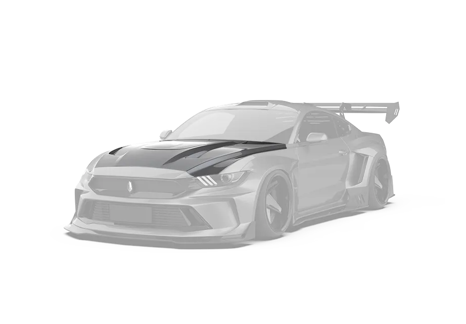 ROBOT CRAFTSMAN "DAWN & DUSK" Tempered Glass Hood Bonnet For Ford Mustang S550 2015-ON